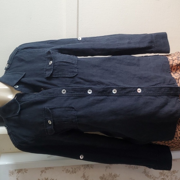 Emma Sofia 100% linen button up Roll Tab Sleeve blouse Size 8 - Picture 1 of 11